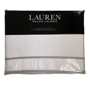Lauren Ralph Lauren Spencer Border Sateen Full/Queen Duvet Cover white Sage New